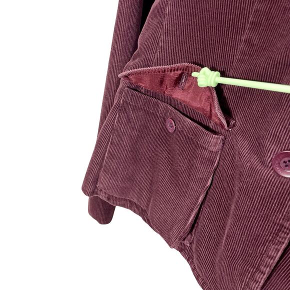 Vince Womens Corduroy Blazer Coat Burgundy Wine Medium 8 Casual Jacket Y2K USA - Picture 5 of 9